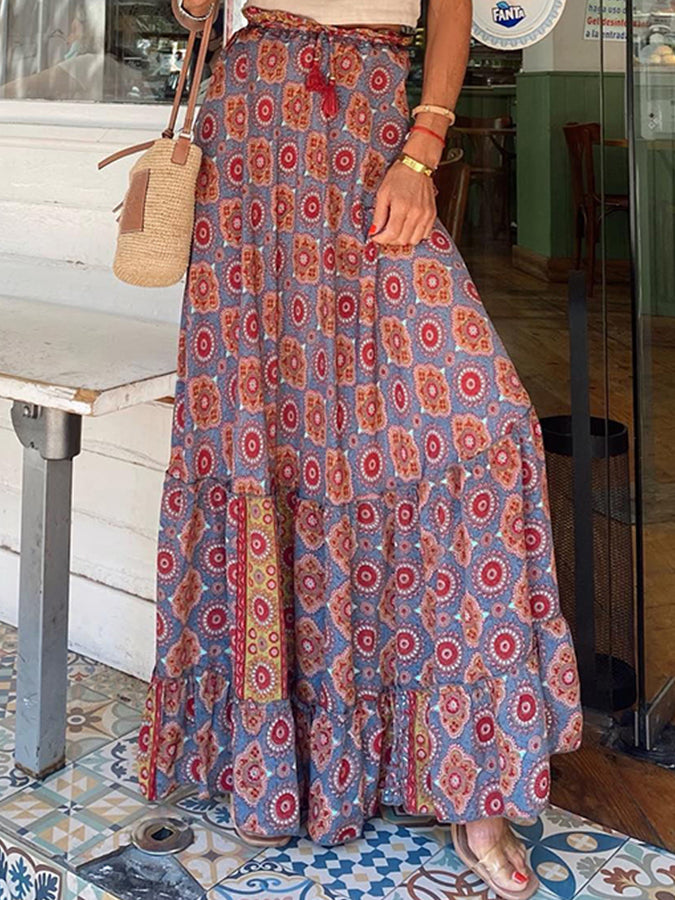 Printed Loose Holiday Swing Skirt