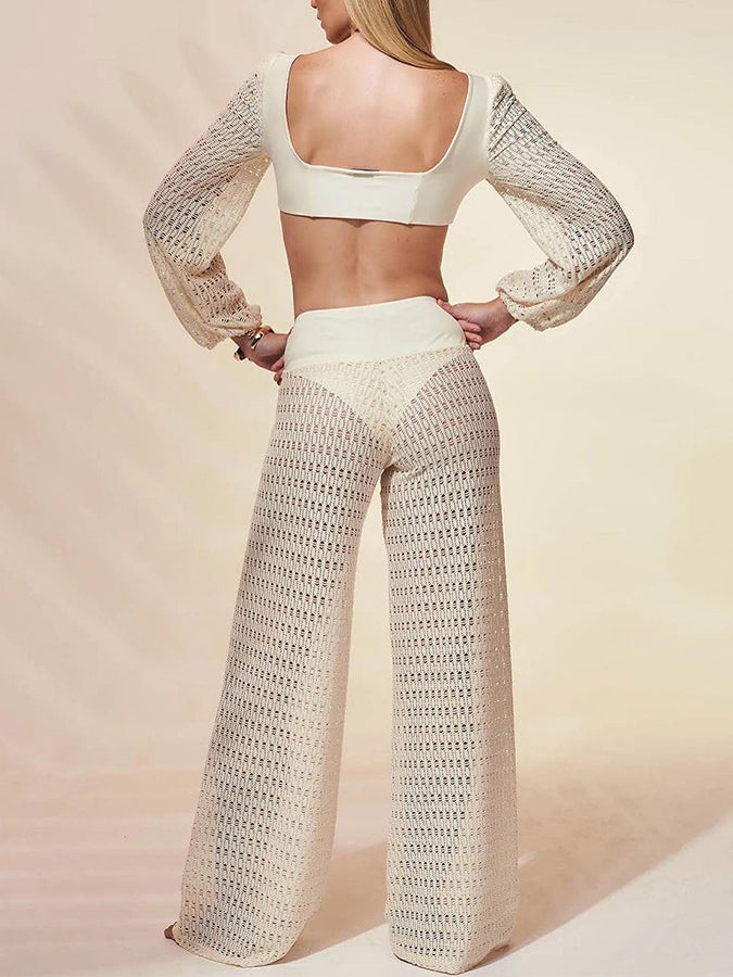 Halter Neck Bikini and Crochet Pants
