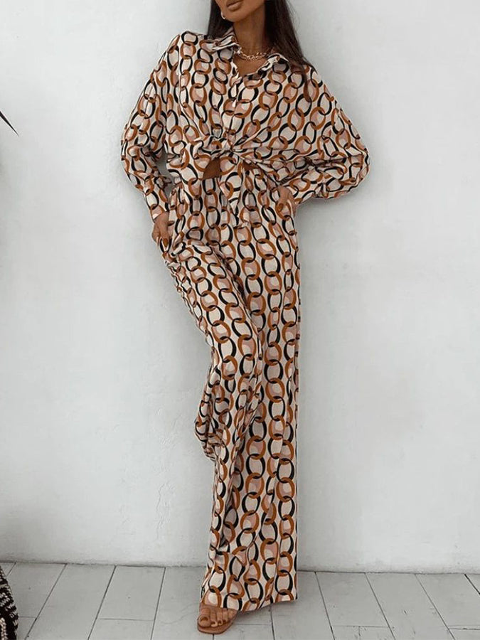 Printed Two Pieces Shirt and Pants Sets