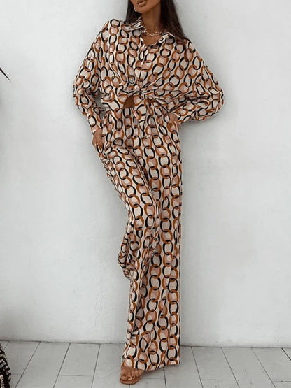 Printed Two Pieces Shirt and Pants Sets