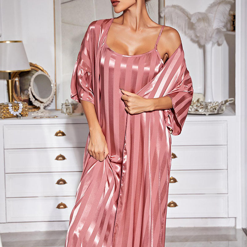 Two Pieces Dress and Cardigan Pajama Sets