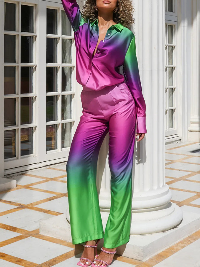 Long Sleeves Tie-dye Shirt and Pants Sets