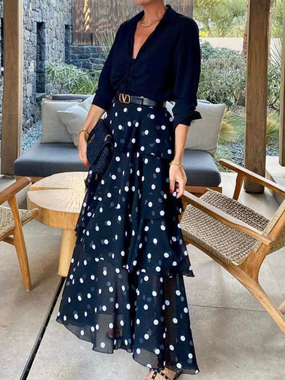Black Polka Dots Printed Skirt