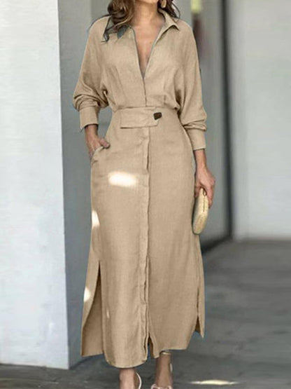 Long Sleeves Buttoned Shirt Maxi Dress