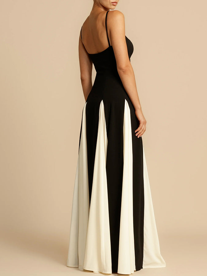 Black-white Color-block Swing Maxi Dress