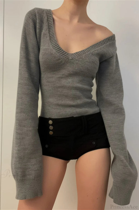 V Neck Slim Knit Sweater