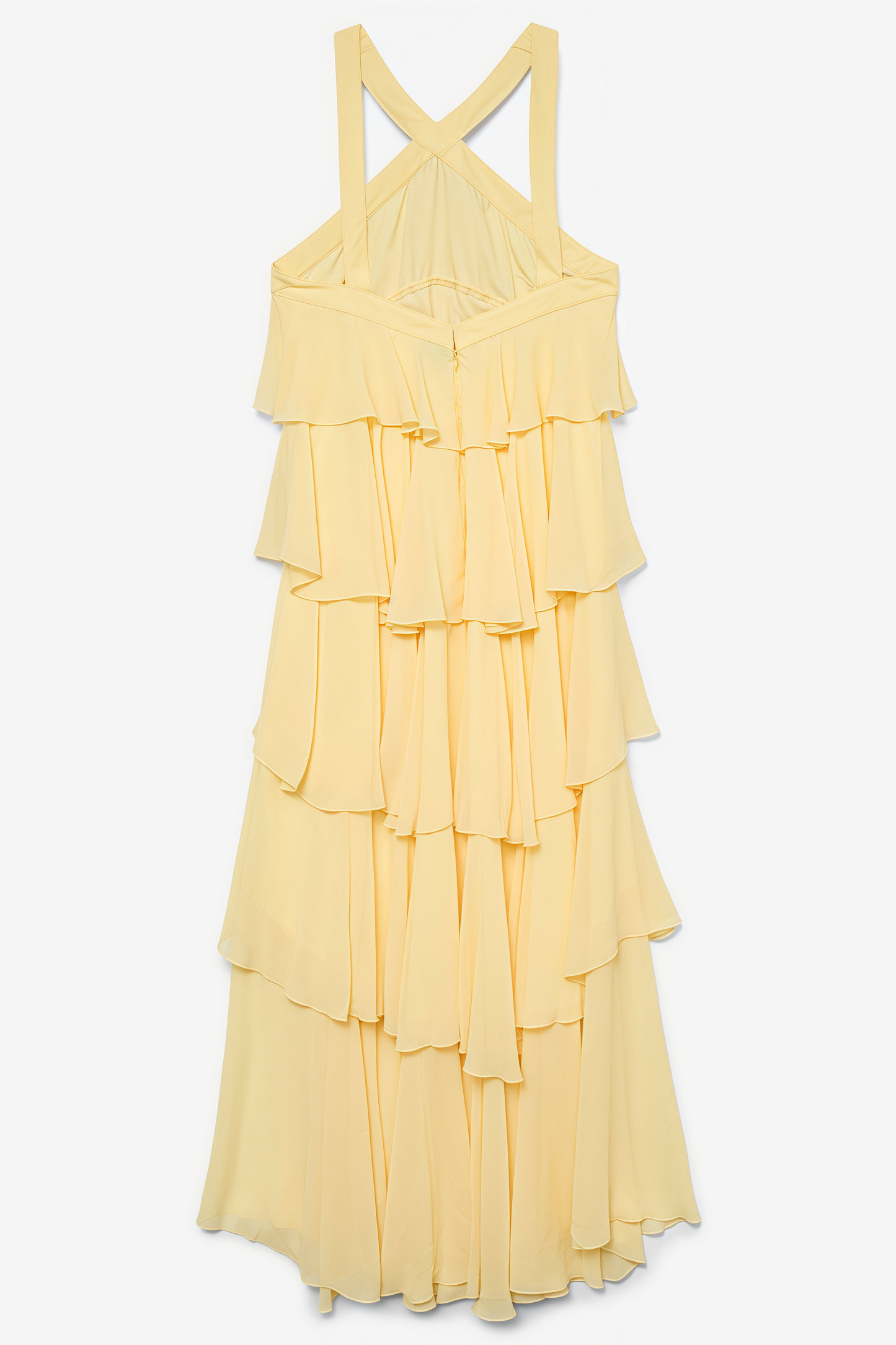 Kairot Yellow Backless 3d Flower Maxi Dress