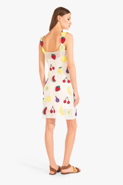 Via Fruit Patchwork Crochet Mini Dress