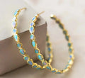 Blue Opal Golden Hoop Earrings