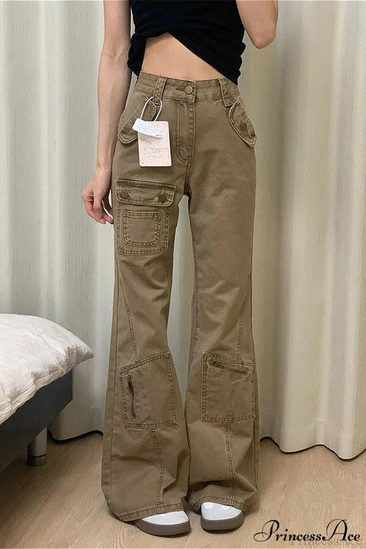 Denim Wide Leg Cargo Pants