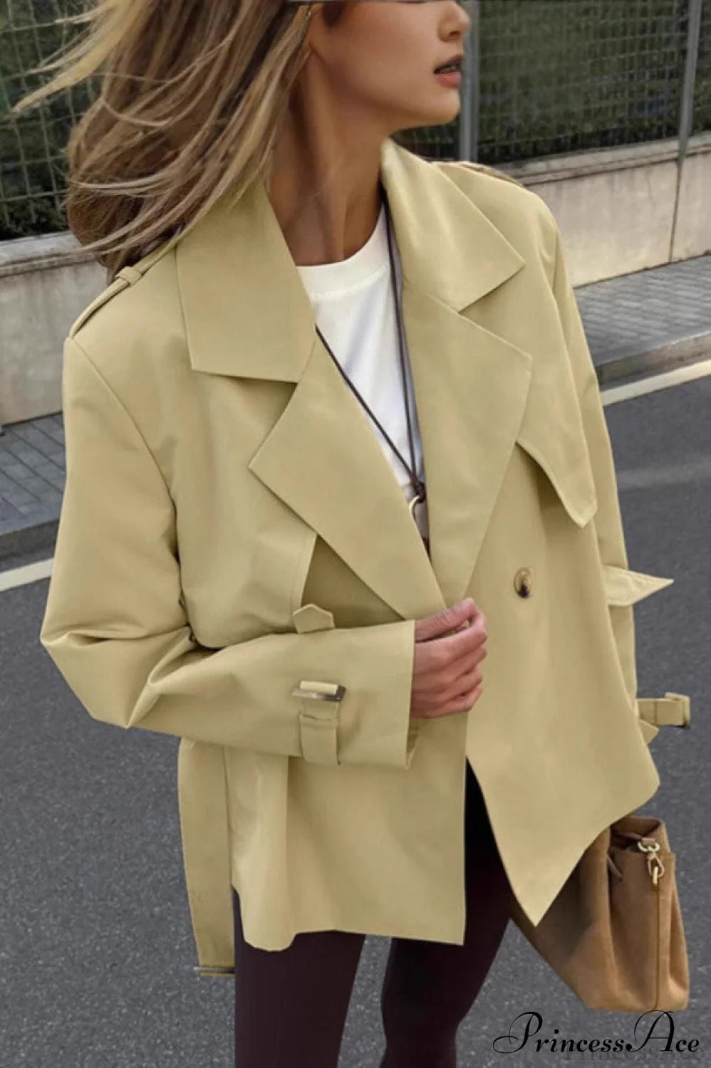 Double Breasted Belted Mid Length Coat