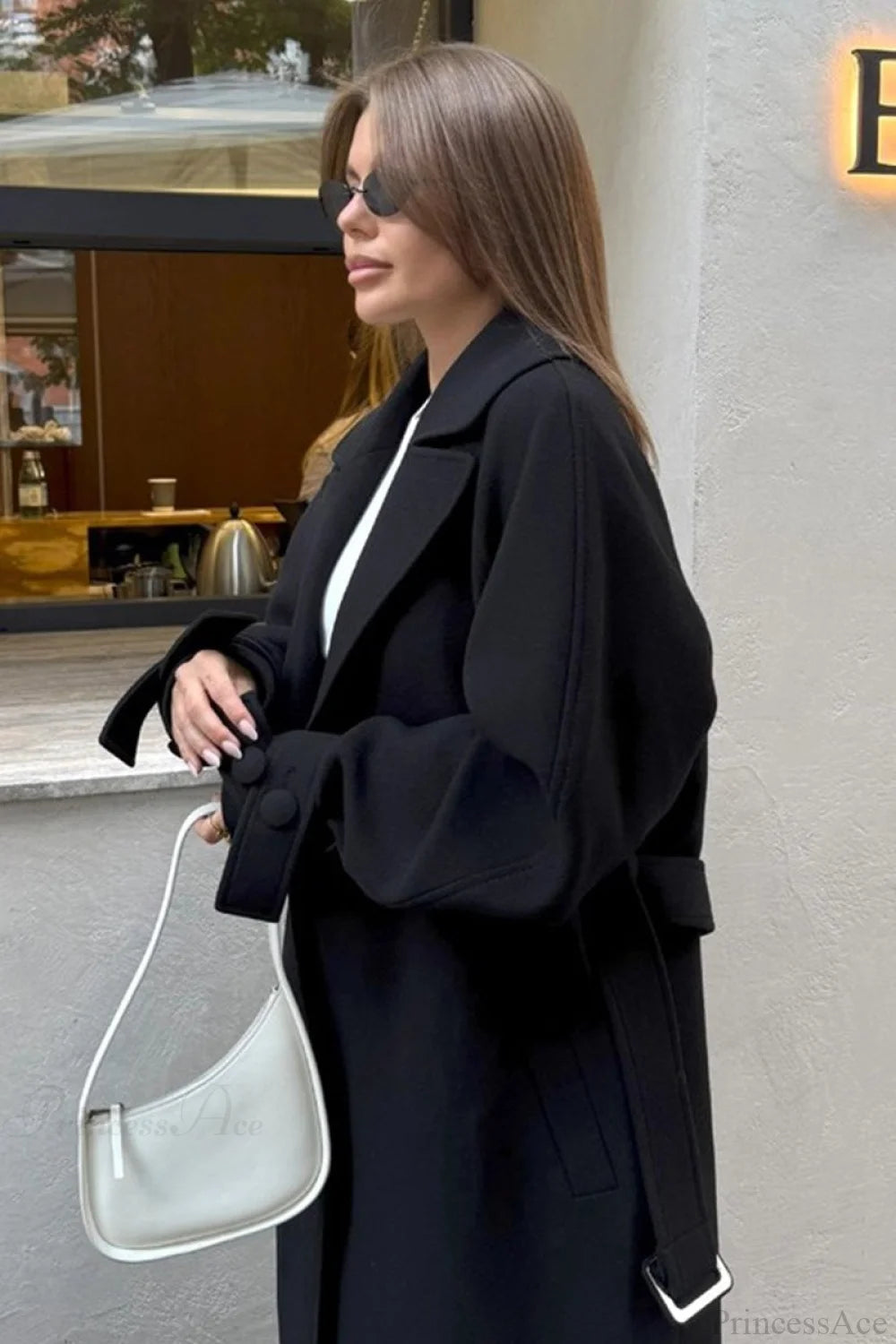 Wool Tie Waist Relaxed Overcoat