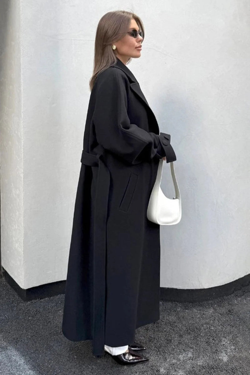 Wool Tie Waist Relaxed Overcoat
