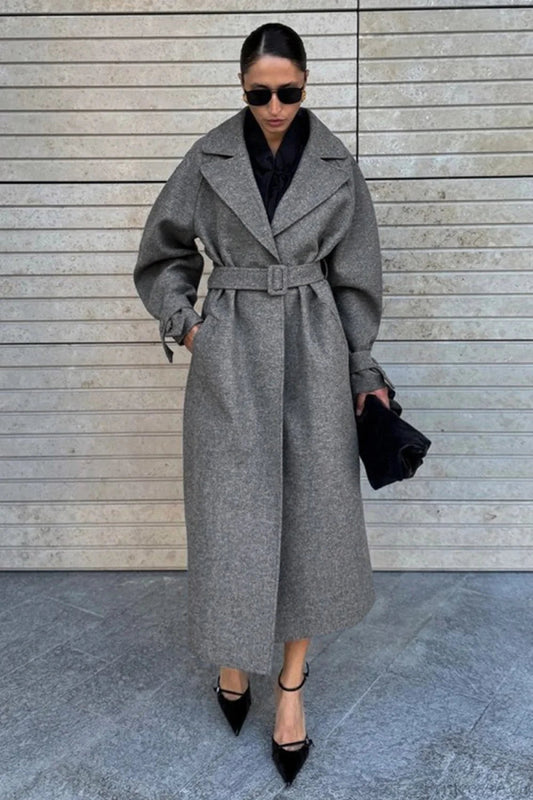 Wool Tie Waist Relaxed Overcoat
