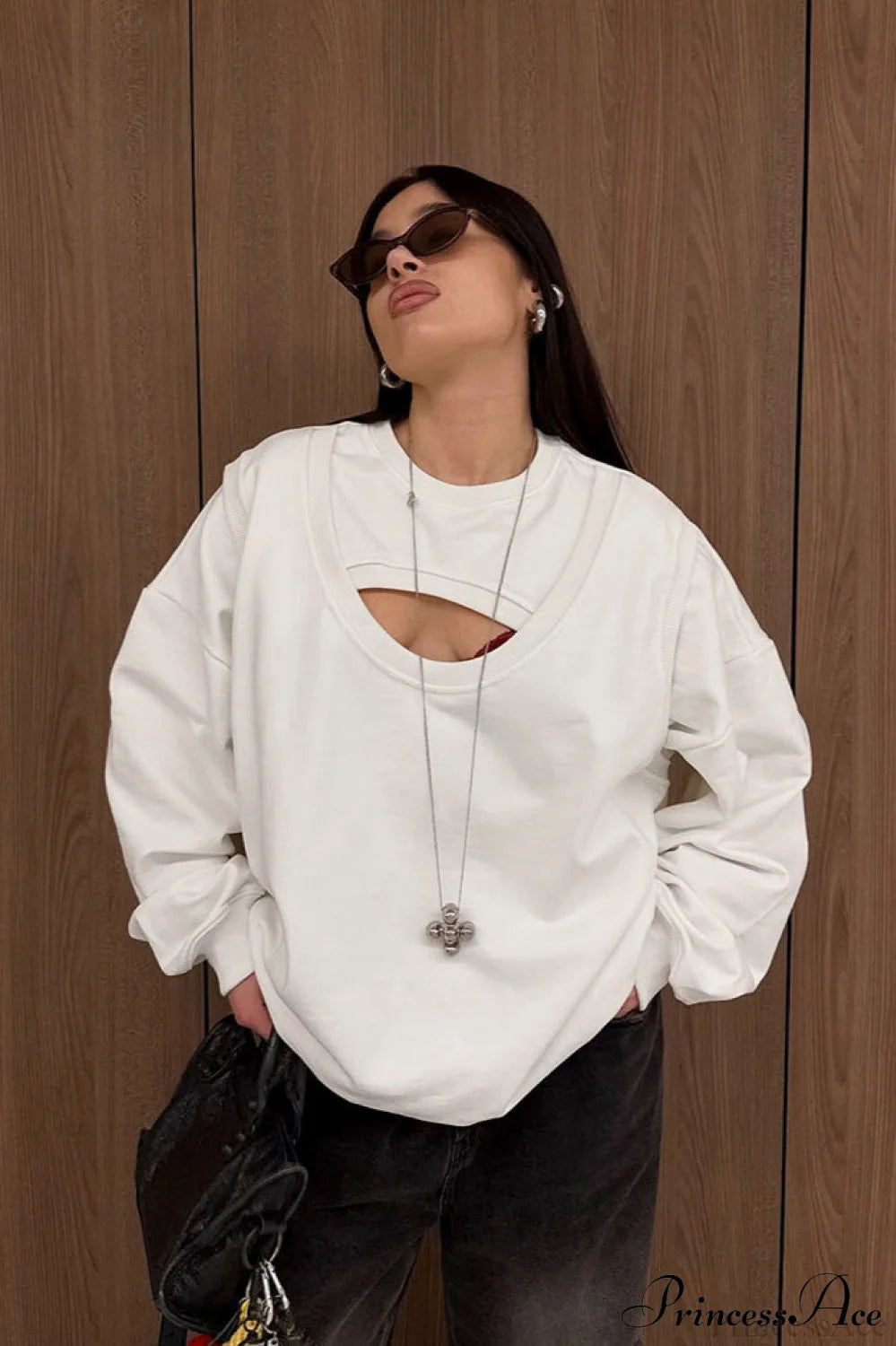 Fake Two Piece Cutout Loose Sweatshirt