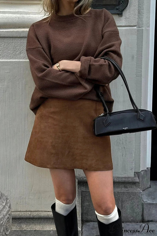 Faux Suede High-waist Mini Skirt