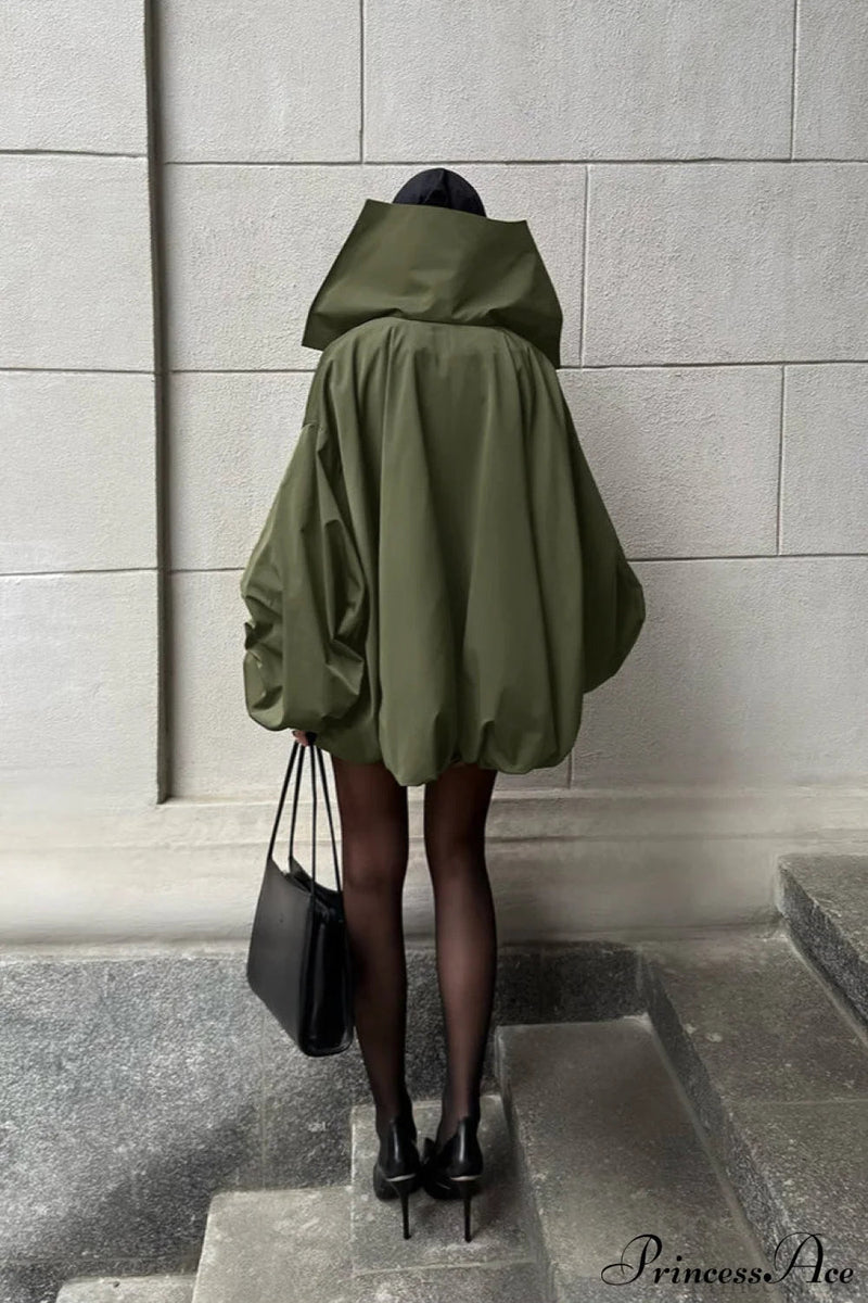 Green Unique Loose Slimming Coat