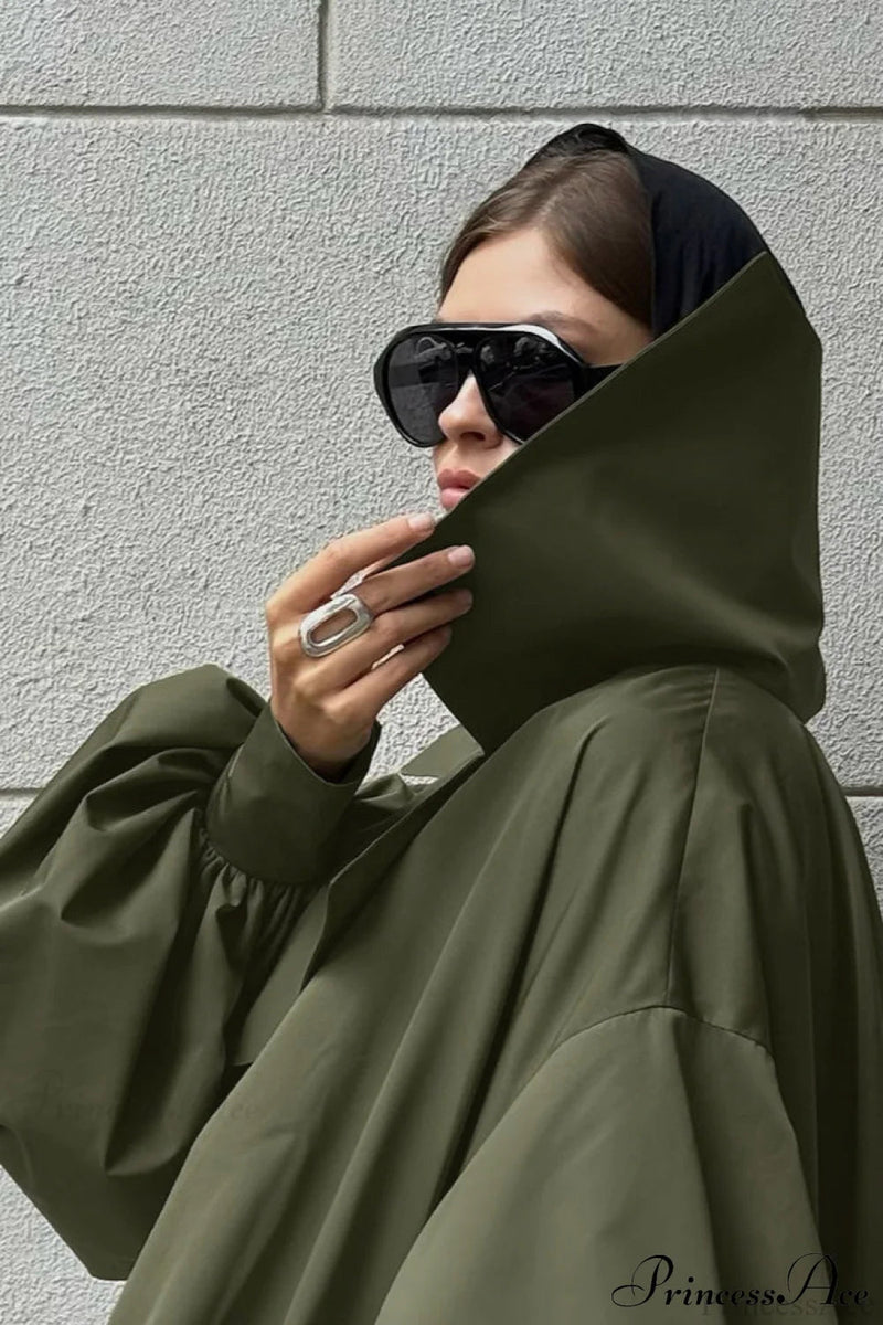 Green Unique Loose Slimming Coat