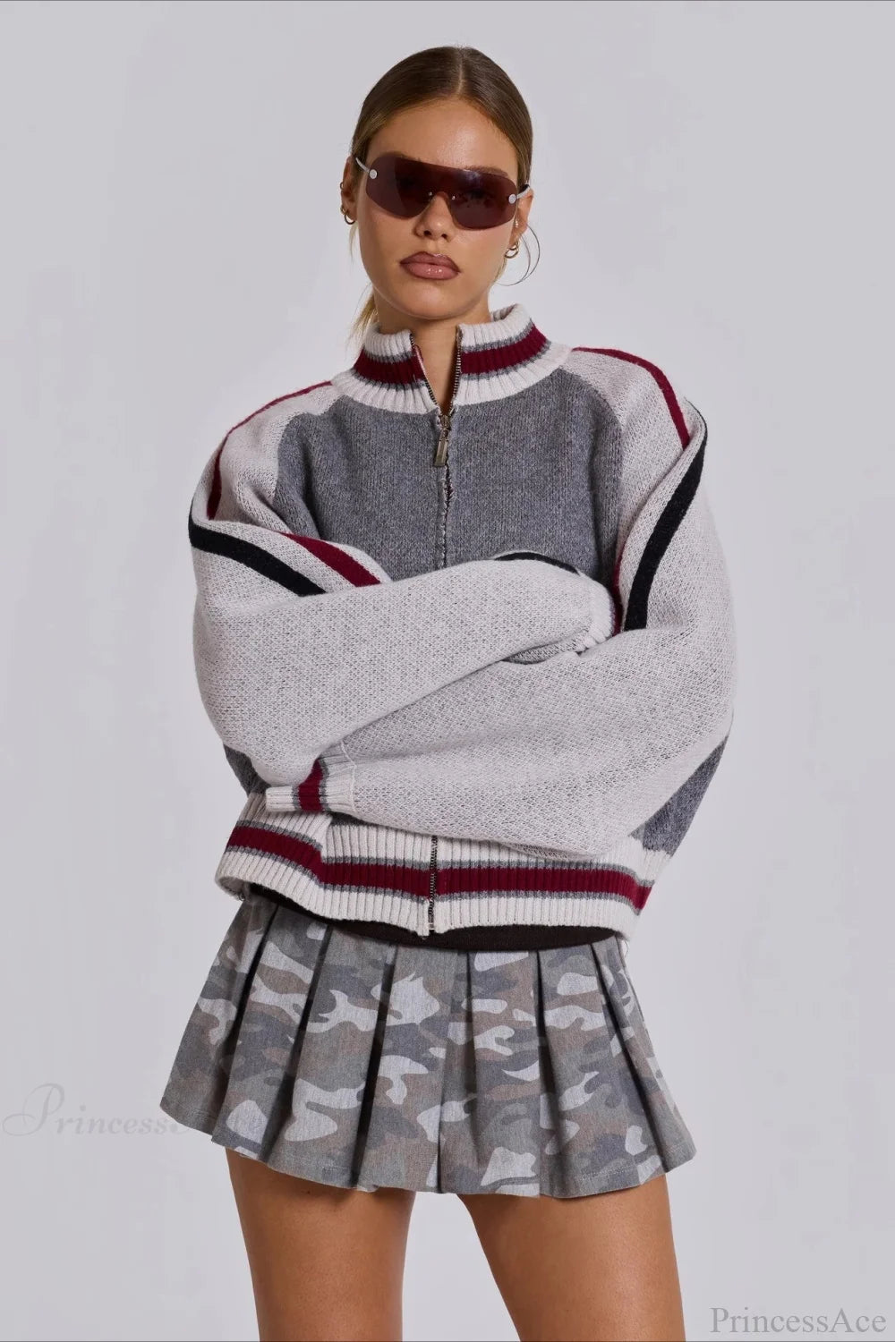 Letter Knit Cardigan Sweater