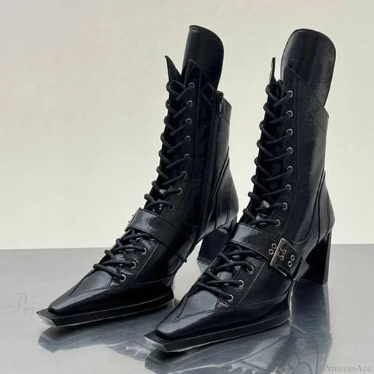 Motorbike Bulky Heel Rebel Gothic Boot