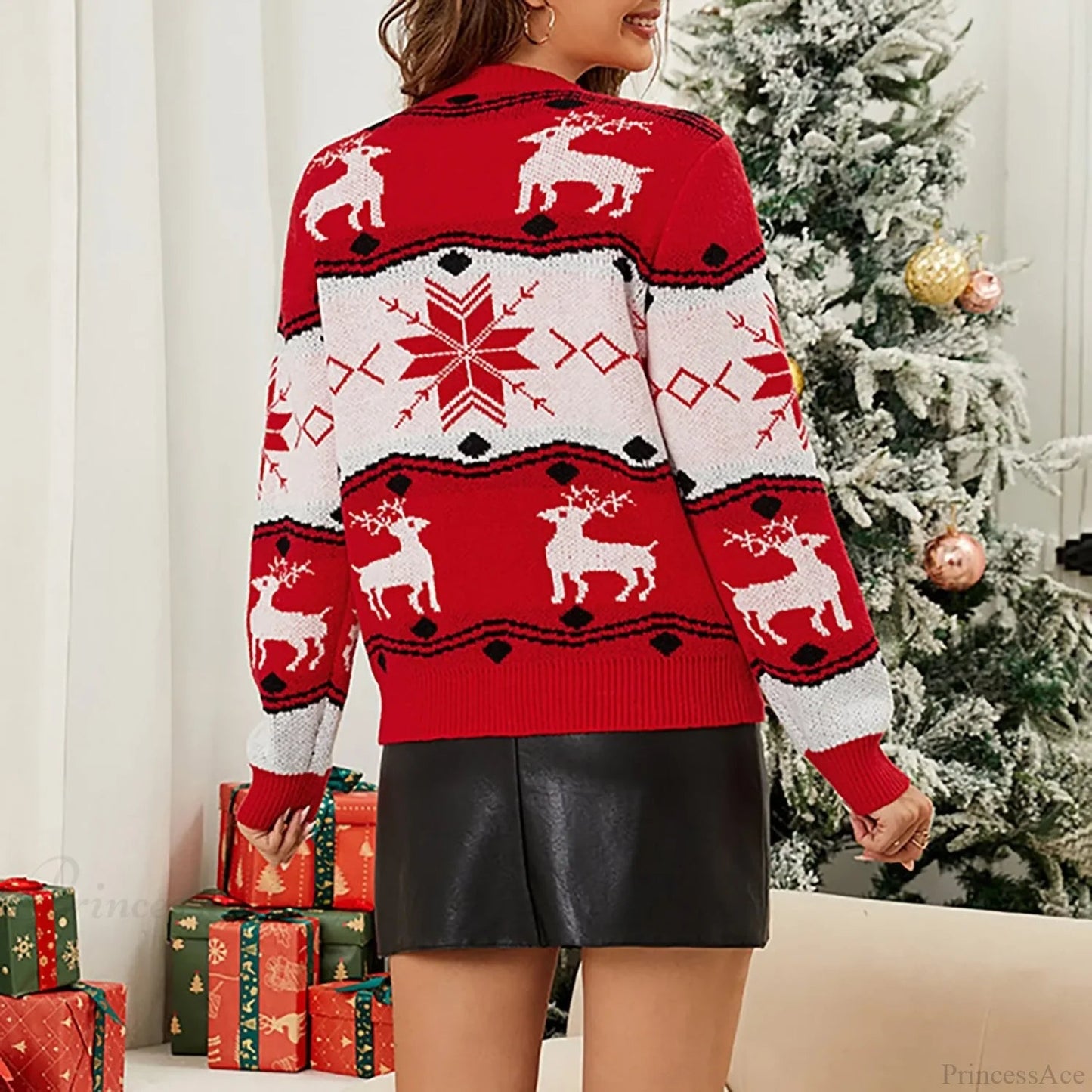 Patchwork Slim Pullover Knit Winter Christmas Sweater