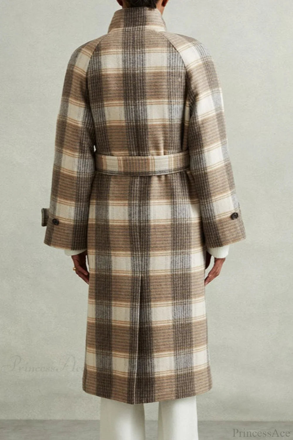 Plaid Belted Wool Coat