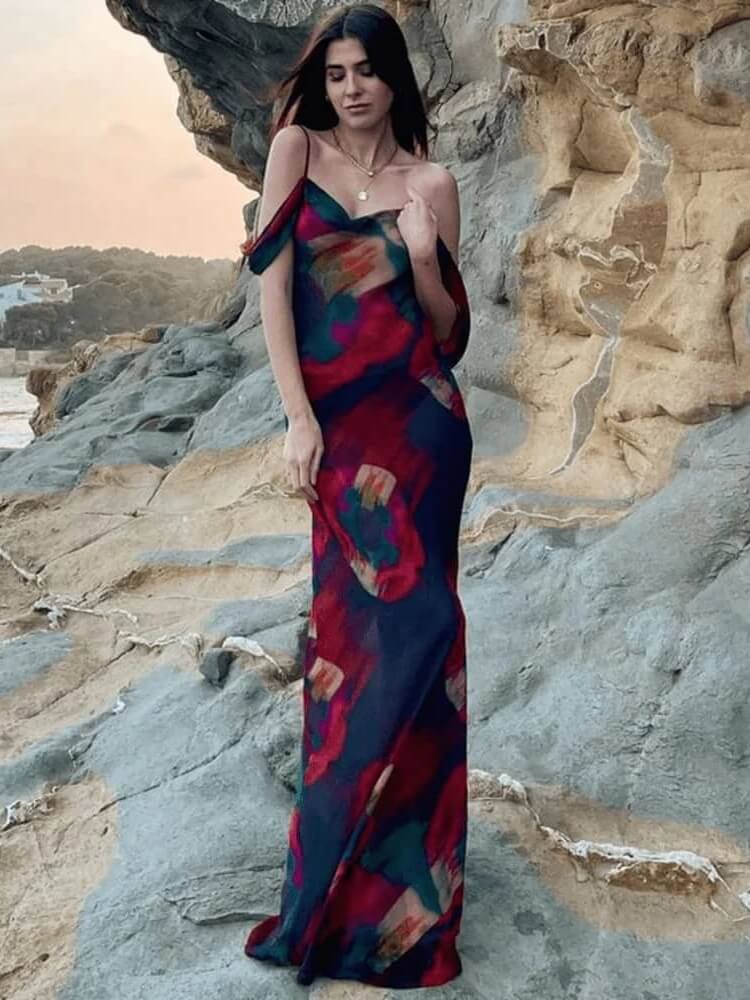Red and Black Maxi Dress