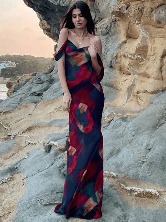 Red and Black Maxi Dress