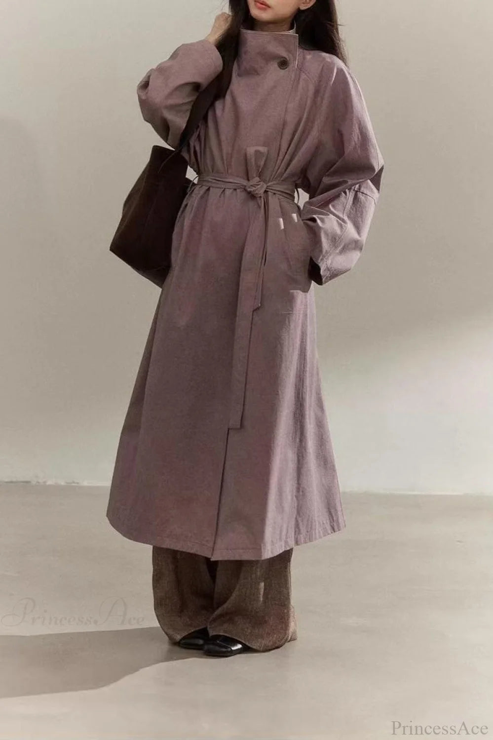 Purple Distressed Minimalist Overcoat