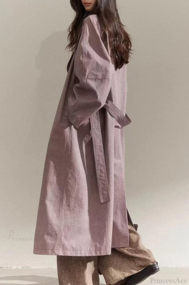 Purple Distressed Minimalist Overcoat