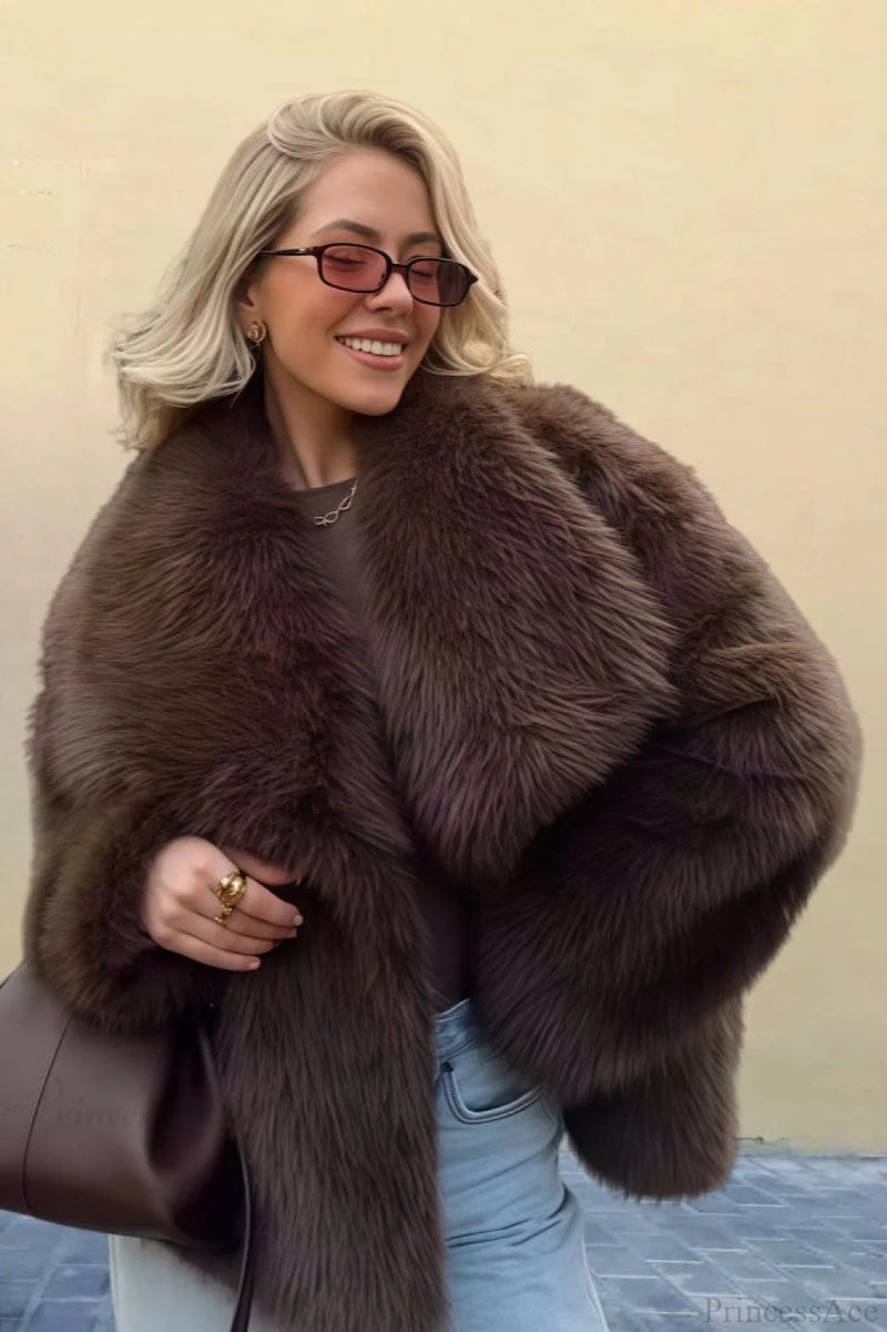 Color Faux Fur Minimalist Coat