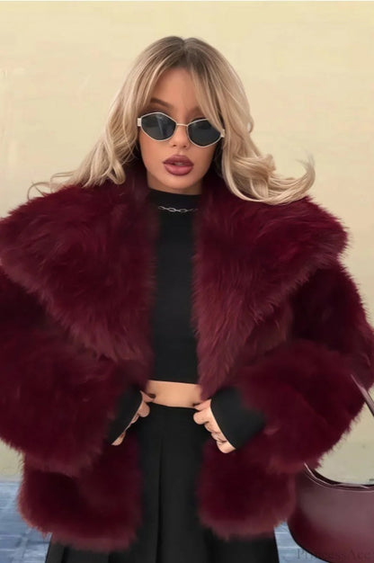 Color Faux Fur Minimalist Coat