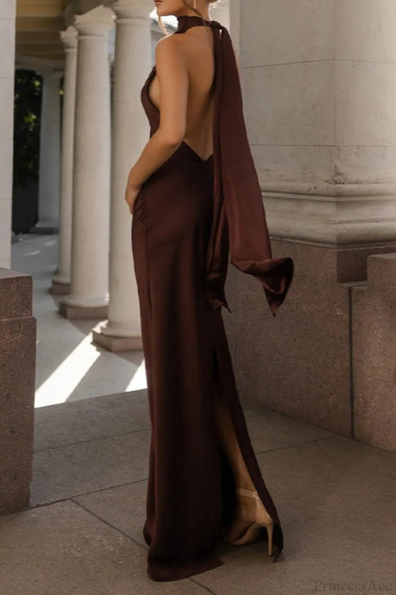 Satin Backless Maxi Dress