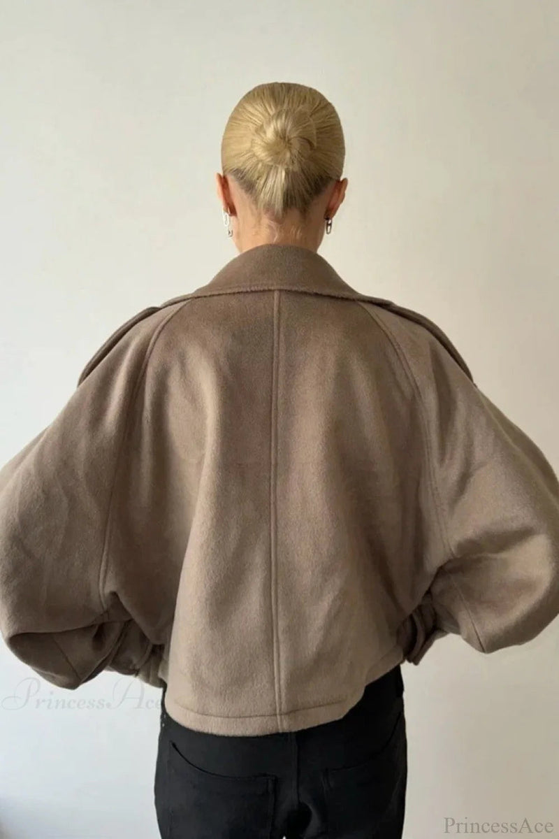 Stand Collar Buttoned Short Wool Coat