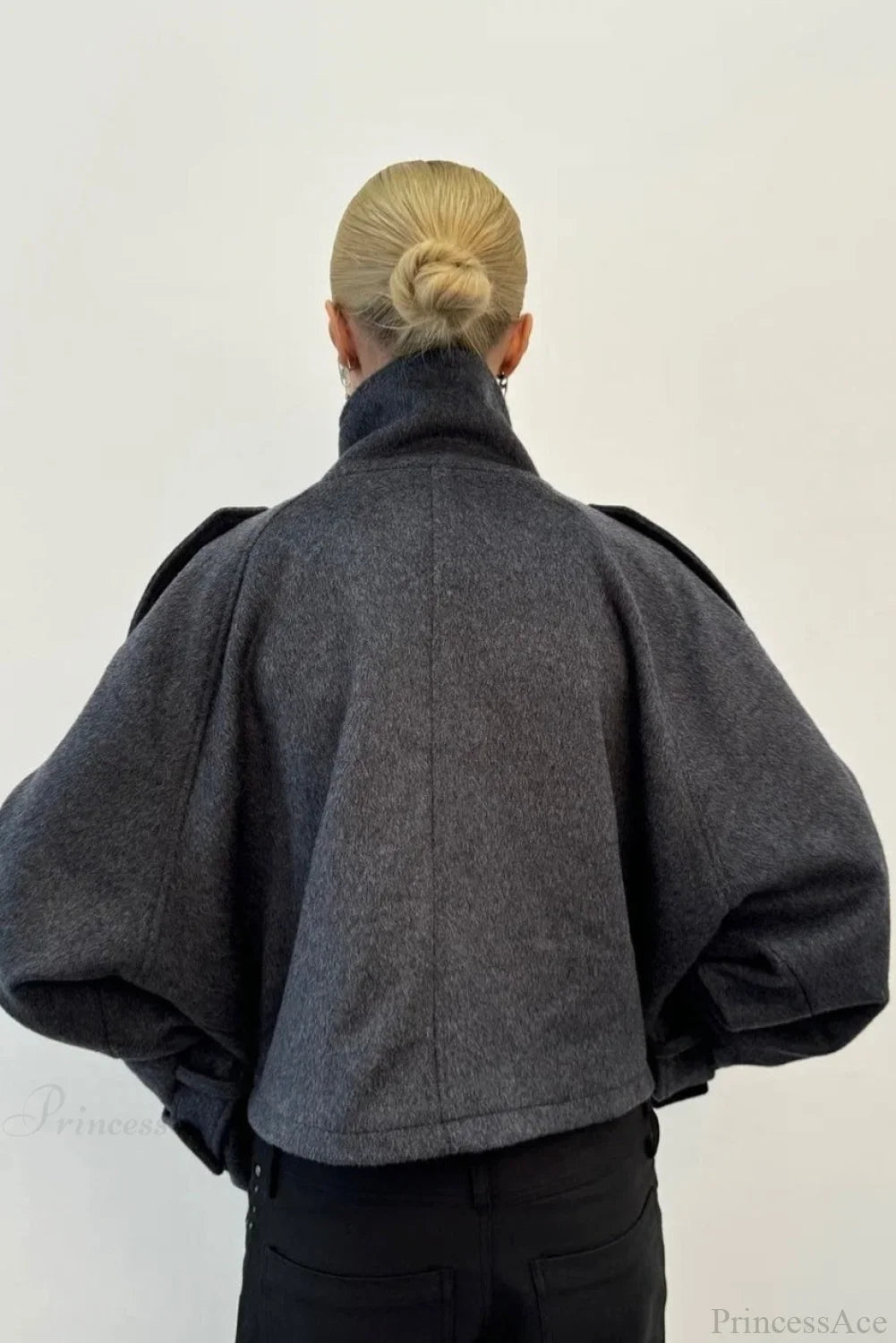 Stand Collar Buttoned Short Wool Coat