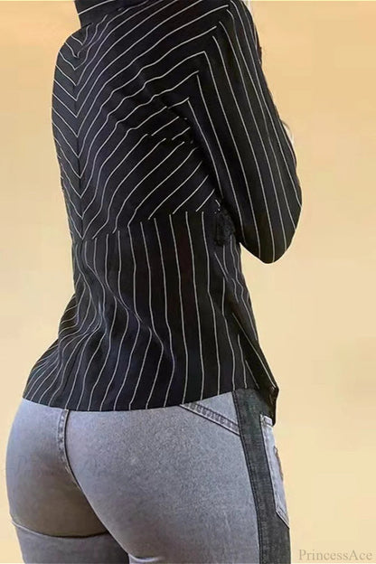 Striped Lace Contrast Blouse