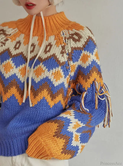 Warm Jacquard Knit Tassel Christmas Christmas Sweater