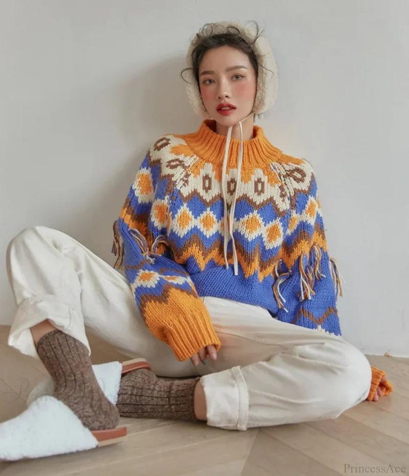 Warm Jacquard Knit Tassel Christmas Christmas Sweater