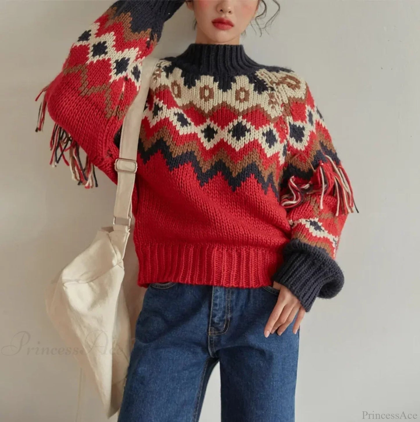 Warm Jacquard Knit Tassel Christmas Christmas Sweater