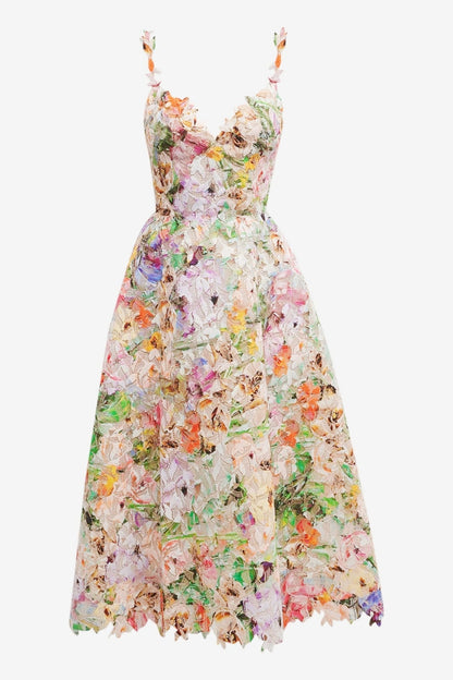 Violet Embroidered Lace Midi Dress