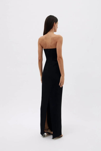 Virginia Crystal Embellished Strapless Polyester Maxi Dress