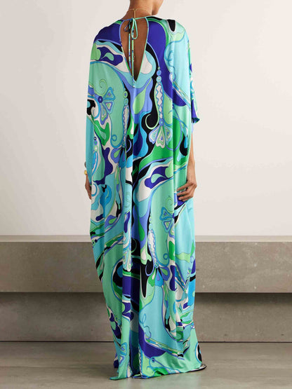 Unique Abstract Print Robe Maxi Dress