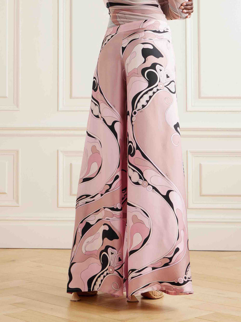 Retro Abstract Print Wide-leg Pants