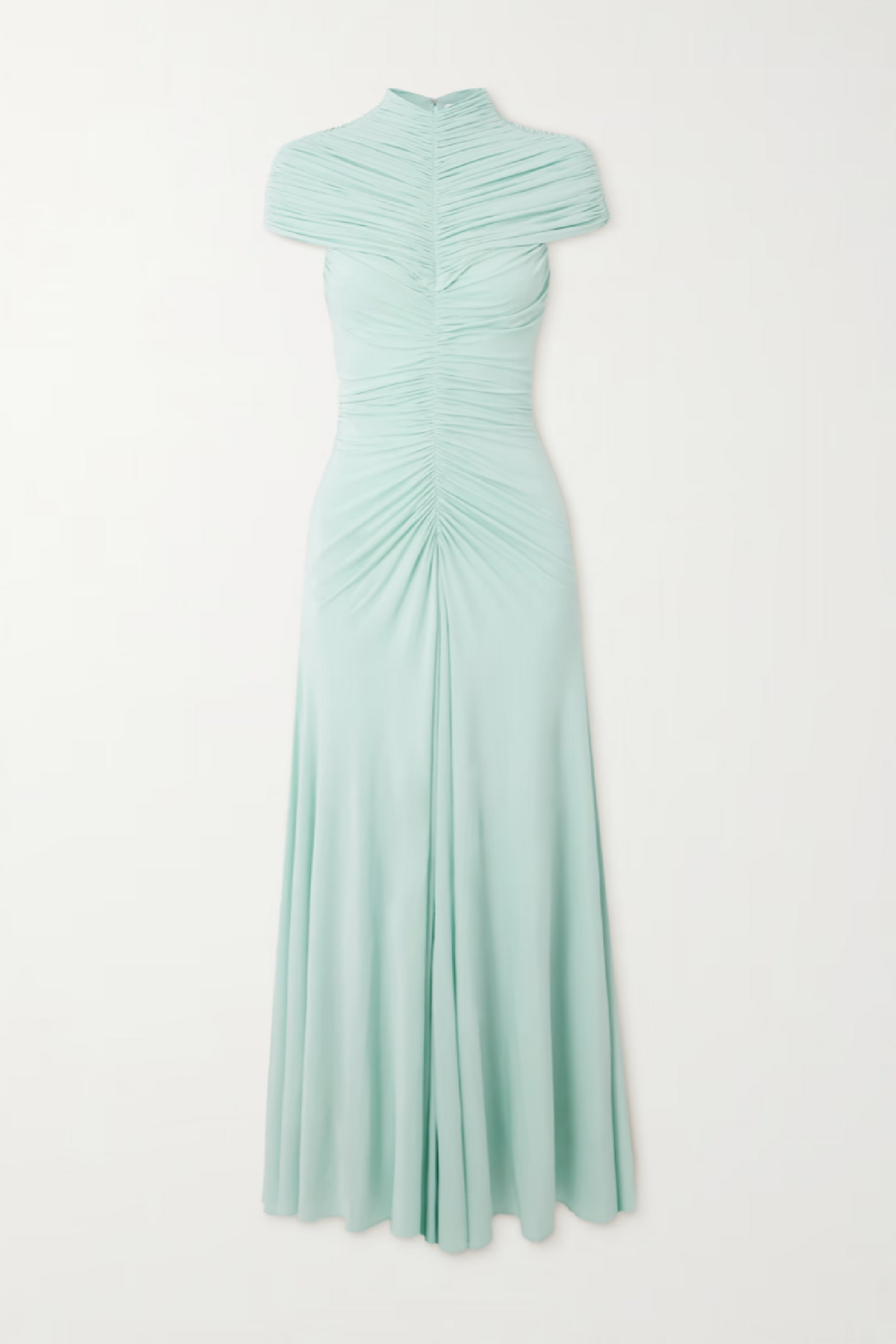 Gini Fitted Half-high Neck Pleated Maxi Dress