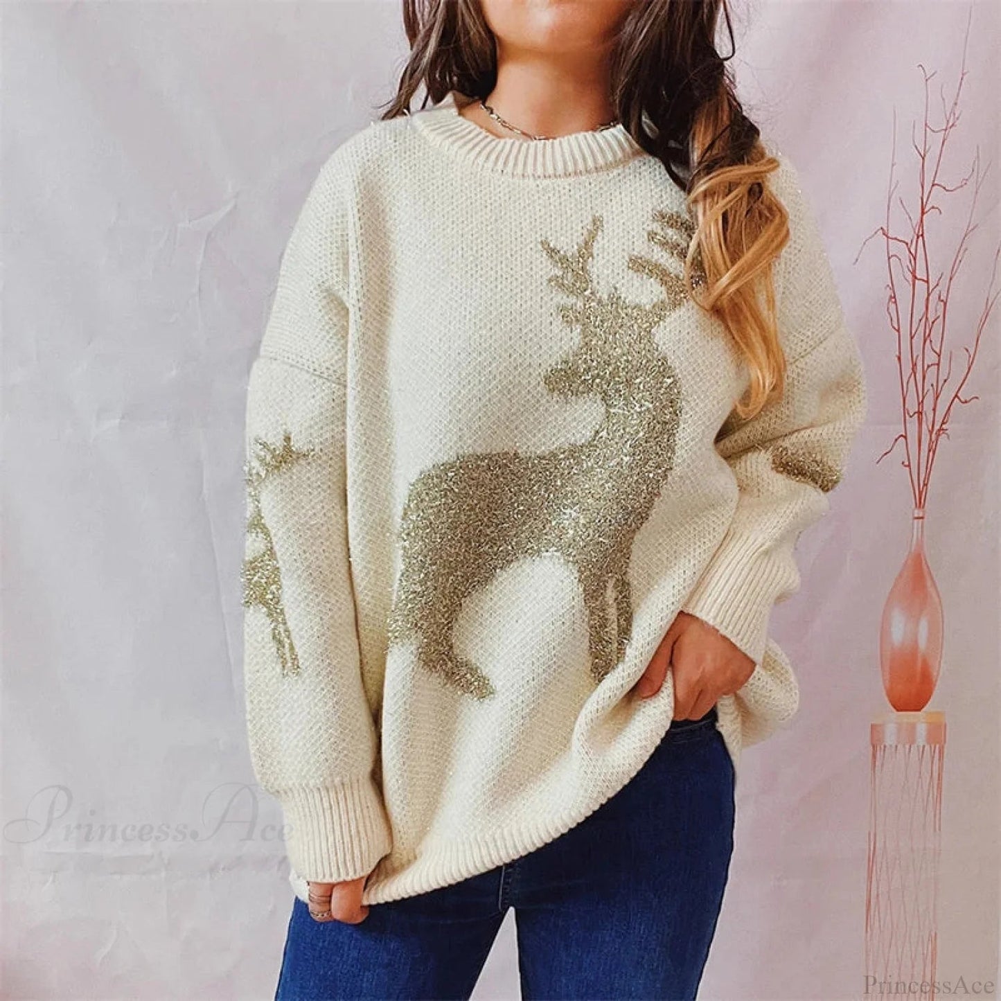 Warm O-neck Long Sleeve Knitted Christmas Christmas Sweater