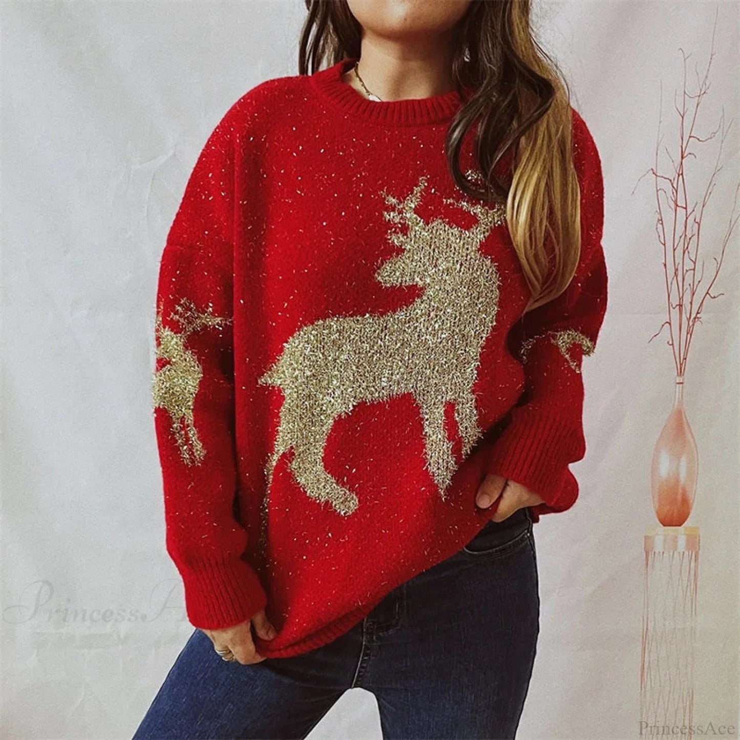 Warm O-neck Long Sleeve Knitted Christmas Christmas Sweater