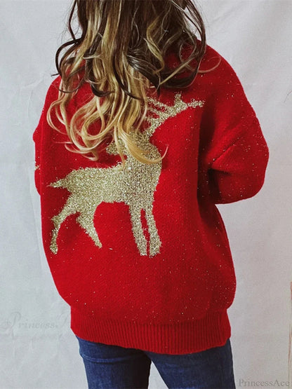 Warm O-neck Long Sleeve Knitted Christmas Christmas Sweater
