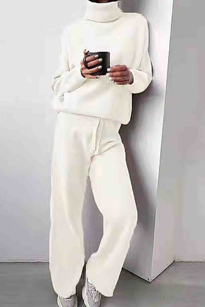 Turtleneck Long Sleeve Long Pant Knitted Set