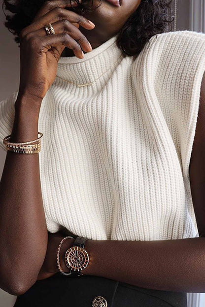 Mock Neck Sleeveless Sweater