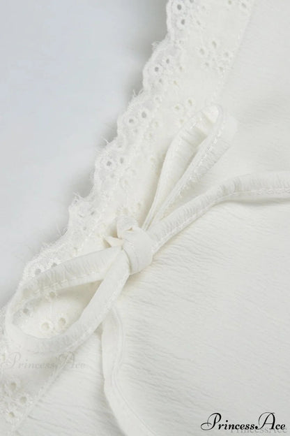 White Lace Trim Tiered Mini Skirt